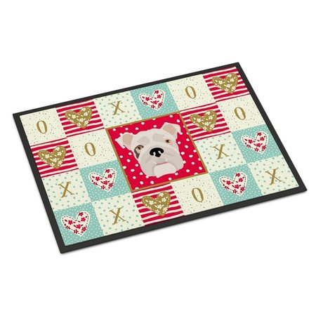 JENSENDISTRIBUTIONSERVICES 24 x 36 in. English Bulldog Love Indoor or Outdoor Mat MI1717392
